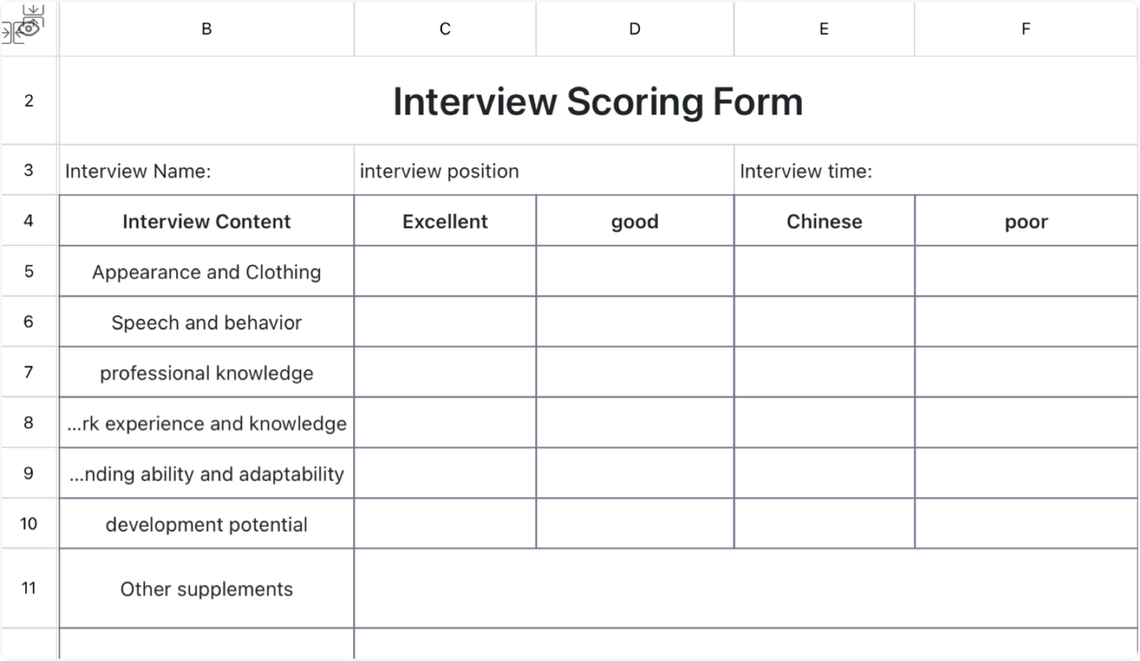 Interview Scoring Form
